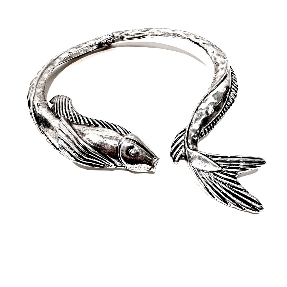 Zara Silver Koi Fish Collar Necklace New - Picture 8 of 8